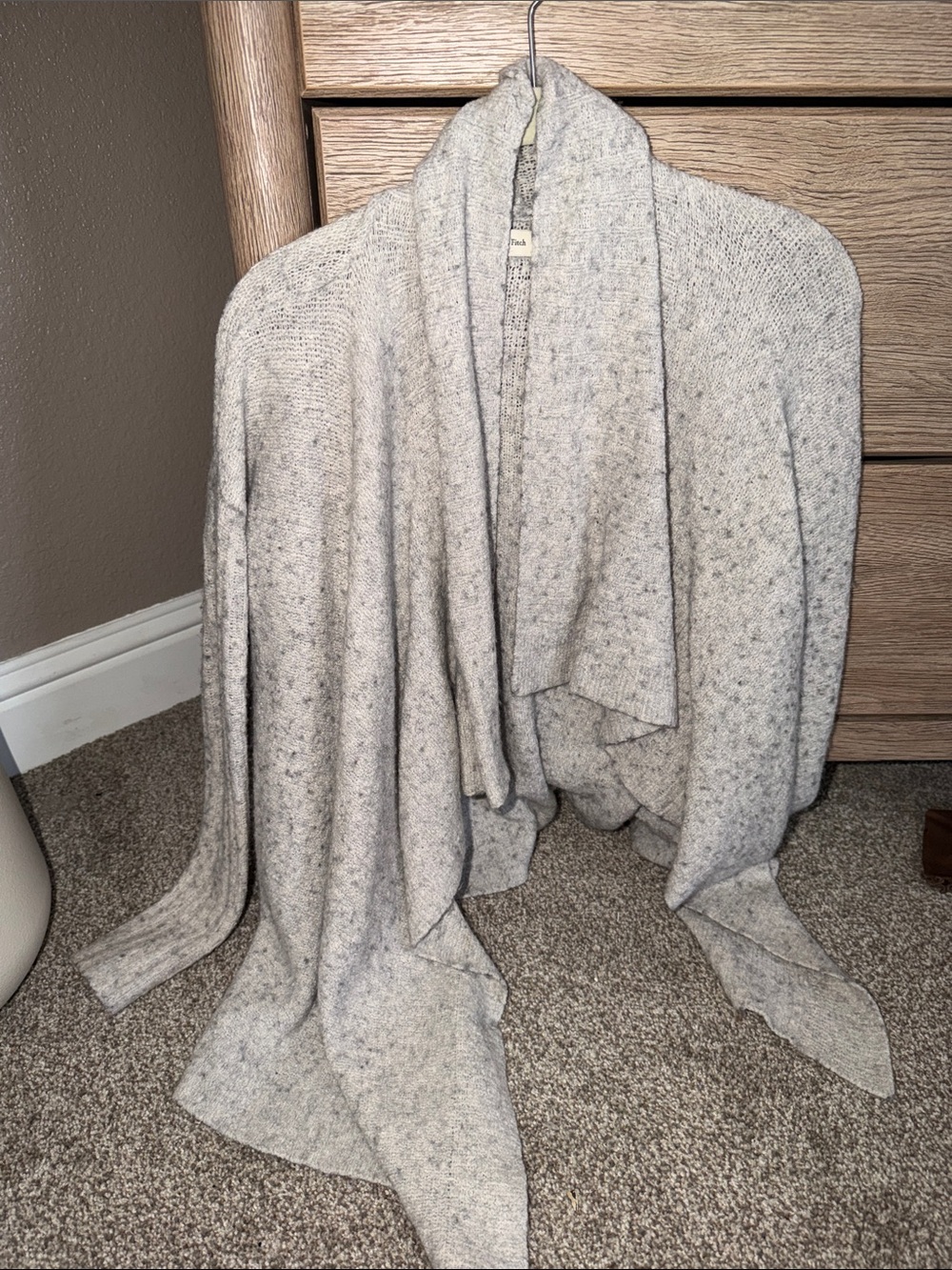 Abercrombie & Fitch Light Gray Open-Front Draped Cardigan